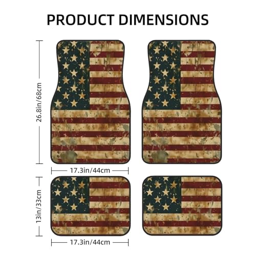 4-Piece Car Floor Mats Patriot American Flag All-Weather Protection American Flag USA Flags Car Carpets Heavy-Duty Car Carpets Auto Universal Fit Car Accessories All-Season Mats - color: Flags