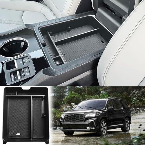 EDBETOS Center Console Organizer Compatible with 2023-2026 Honda Pilot, 2024 2025 2026 Ridgeline/Passport Insert Tray Secondary Storage Armrest Box ABS Plastic Material, Black - color: Black