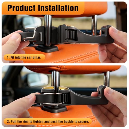 Hidden car Purse Hook and Phone Holder Purse Hook Holder for car seat Back Hooks Automotive seat Back Organizer headrest Hooks for Bags (Silver, 2)