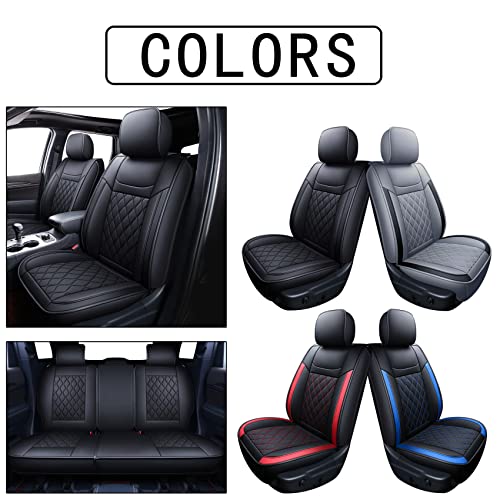 Huidasource Grand Cherokee Seat Covers, Waterproof Leather Customized Car Seat Cushion Covers, Full Set Seat Protectors Compatible with Jeep Grand Cherokee 2011-2022 (5 Pcs Full Set/Black) - color: Full Set/Black, size: Old Version