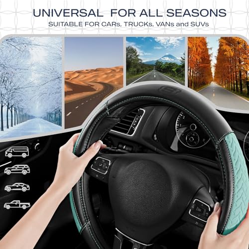Skechers Steering Wheel Cover,Max Cushioning Leather Steering Wheel Cover Universal Fit 14" 1/2-15" Car Wheel Protector for Men Women Fit Suvs,Vans,Sedans,Car,Trucks,Mint - color: Mint