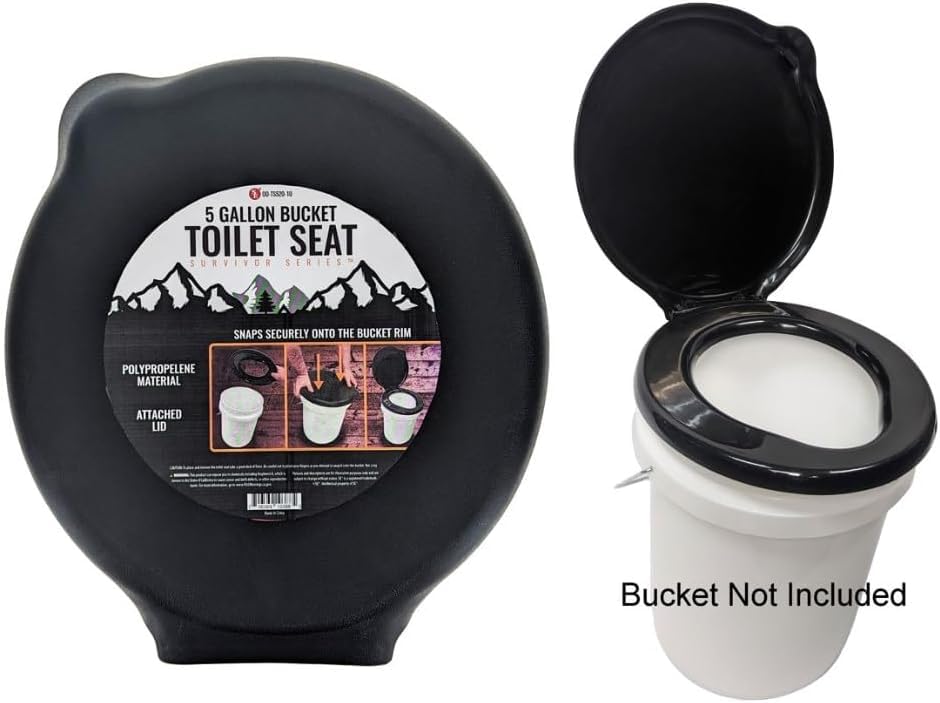 SE Portable Black Plastic Toilet Seat Lids, Fits a 5 Gallon Bucket, Great for Camping, Outdoor Activities, or for Emergencies