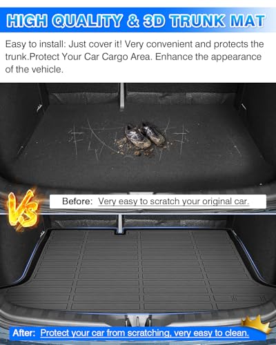 Cartist Cargo Mat Compatible with Nissan Kicks 2018 2019 2020 2021 2022 2023 2024 Trunk Mat Cargo Liner TPE All Weather Anti-Slip Odorless Trunk Mat - size: 5)Nissan Kicks 2018-2024