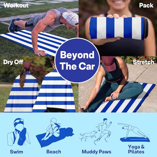 2 Pack Car Seat Towel Covers, Sweat Protector for Front Seats, Premium Thickened Microfiber with Blue and White Stripes, Breathable & Quick Dry, Machine Washable Cover for Gym Running Universal Fit - color: Blue and White Stripes