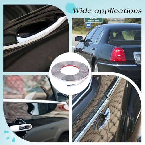 MAYJOYDIY 42.7Ft Automotive Chrome Trim Molding Universal Car Side Molding UV Protected Decorative Scratch-Proof for All Vehicles Body Door Window Bumper Self Adhesive, 1/2"(1.25mm)