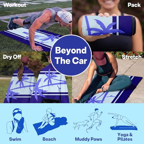 2 Pack Car Seat Towel Covers, Sweat Protector for Front Seats, Premium Thickened Microfiber with Elastic Strap, Breathable & Quick Dry, Machine Washable Cover for Gym Running Universal Fit Palm Tree - color: Palm Tree