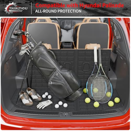 Floor Mats Compatible with 2020-2025 Hyundai Palisade Trunk Mat Cargo Liner TPE Back Seat Cover Protector 2024 Palisade 7 & 8 Seats Accessories (Trunk Mat with Backrest Mats+Floor Mats) - style: For Hyundai Palisade | 2020-2025