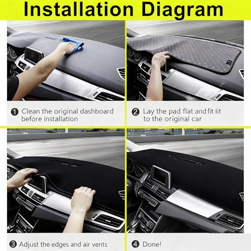 Upgraded Dashboard Mat for 2017-2022 2023 2024 Volkswagen VW Tiguan (S SE SEL SEL Premium) Polyester Dash Mat UV Rays Non-Slip Windshield Reflective Instrument Cover Interior Accessory Black
