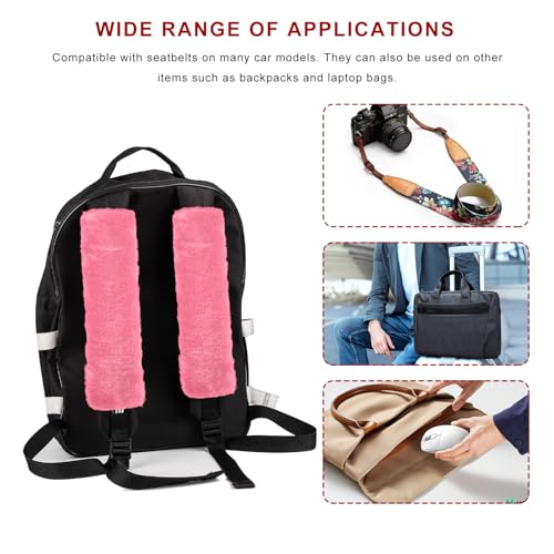 Sun Walker 2PCS Seat Belt Shoulder Pads, Fluffy Soft Plush Auto Seat Belt Pads for Protecting Your Neck & Shoulder, Comfortable Seatbelt Cover Warm Protective Cushion for Most Cars (Pink) - color: Pink