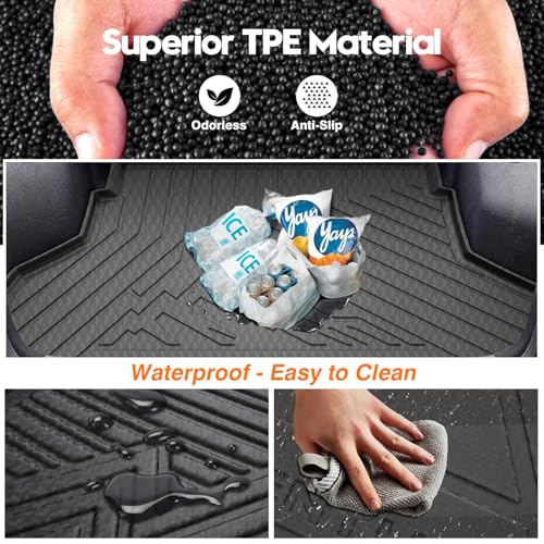 KUST Cargo Trunk Mat for Toyota Camry 2018-2025, Rear Cargo Liner for Camry Accessories All Weather TPE Rubber Raised Edge - style: Camry 2018-2025 │ Trunk Mat
