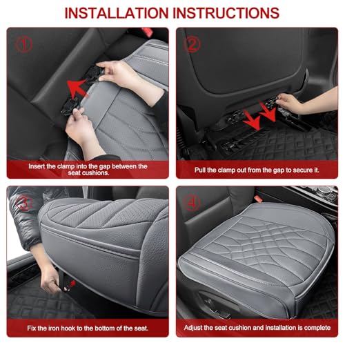 BOPUOVRE 1-Pack Leather Front Car Seat Covers - Bottom Car Seat Covers Fully Wrapped, Non-Slip and Waterproof, Fits Most Vehicles Gray - color: gray, size: 1 piece