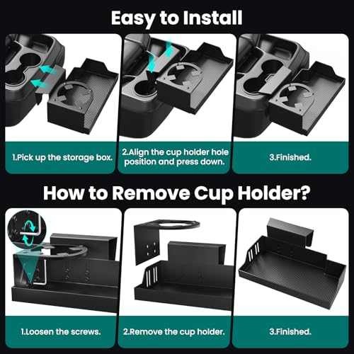 Metal Jump Seat Front Hanging Organizer Box with Cup Holder Compatible with 2019-2026 Chevy Silverado/GMC Sierra 1500 and 2020-2026 Chevrolet Silverado/Sierra 2500HD 3500HD Center Console