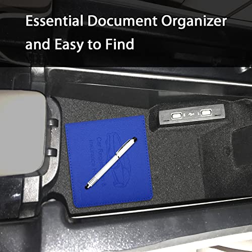 Car Insurance and Registration Holder, 5.5 x 5 Inch PU Leather Vehicle Glove Box Organizer Wallet Case for Insurance Card, Driver License, Paperwork - Blue - color: Blue