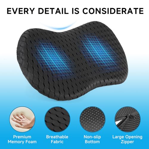 Livtribe Car Seat Cushion - Memory Foam Seat Pad for Sciatica & Lower Back Pain Relief - Driving Cushion with Breathable Mesh Cover - Road Trip Essentials for Drivers (3D Black) - color: Black
