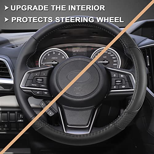 GIANT PANDA Customized Auto Steering Wheel Cover for Subaru Forester, Car Steering Wheel Cover for Subaru Outback and Crosstrek - Solid Black - color: Solid Black