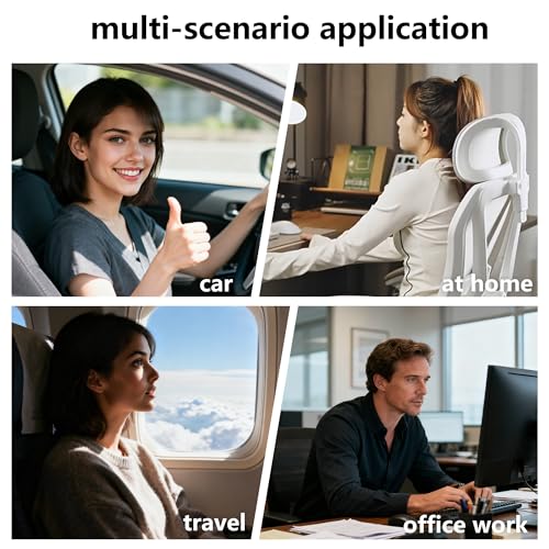 2 Pack Car Headrest Pillow for Neck Support, Softness Car Headrest Pillow for Driving with Adjustable Strap, Ergonomic Car Neck Support Pillow for Car Truck Sedan Home Office (Black)