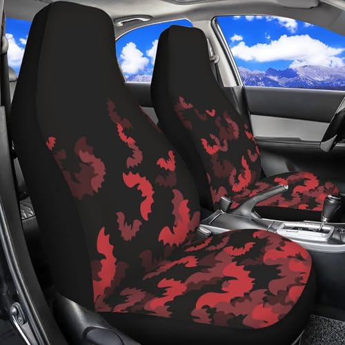 INSTANTARTS Spider Web 2 Piece Front Car Seat Covers Universal Vehicle Seats Cushions Comfort Car Seat Covers - color: Bat