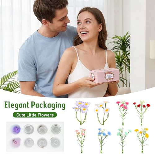 8PCS Mini Glass Vase Refrigerator Magnets with Artificial Flowers, Cute Tiny Flower Fridge Magnets for Refrigerator Office and Kitchen Cabinet Decoration