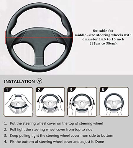 LABBYWAY Plush Steering Wheel Cover with Bling Bling Crystal Rhinestone, Universal 15 Inch Elastic Fluffy Steering Wheel Accessories for Women Girls, Black - color: Black