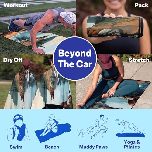 2 Pack Car Seat Towel Covers, Sweat Protector for Front Seats, Premium Thickened Microfiber with Acadia National Park, Breathable & Quick Dry, Slip-on Headrest Pocket for Gym Running Universal Fit - color: Acadia National Park