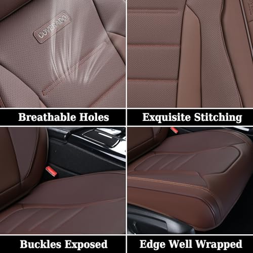 Coverado Car Seat Covers Front, Seat Covers for Cars, Waterproof 2-Pack Car Seat Cushions, Leather Carseat Seat Protectors, Universal Seat Covers Fit for Most Sedans SUV Pick-up Trucks(Brown)