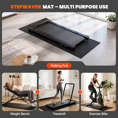 Stepwaver Walking Pad Mat for Carpet, Treamill Mat for Hardwood Floors, High Density, 1/4 Thickness, Folable, Floor Protection for Bike, Elliptical, Treadmill - size: 55"L x 23.6"W x 0.2"Th