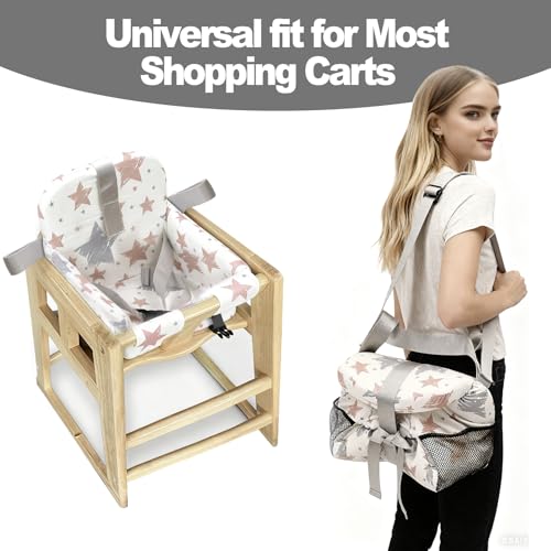 Padded Shopping Cart Cover for Baby Boy & Girl, High Chair Cover for Restaurant Seat, Machine Washable Infant Toddler Buggy Seat Cover,Compatible with High Back Full Bucket Swing(Star)