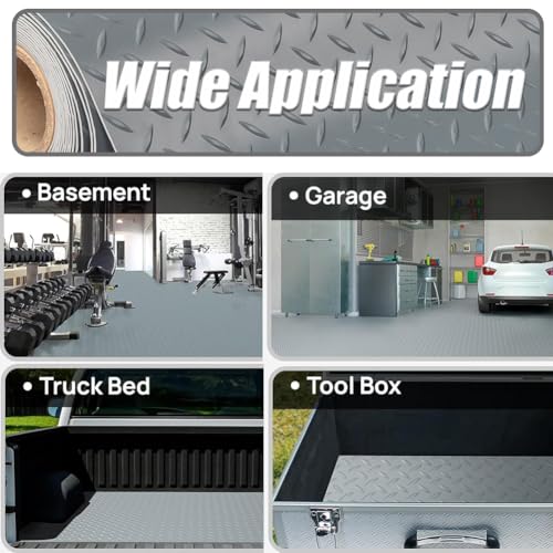 Garage Floor Mat, PVC Flooring Roll Thickened Garage Mats, Heavy Duty Parking Mat Waterproof Nonslip Floor Protector for Car, Trailer, SUV, Basement, Gym (Grey) (8 Feet x 12 Feet)