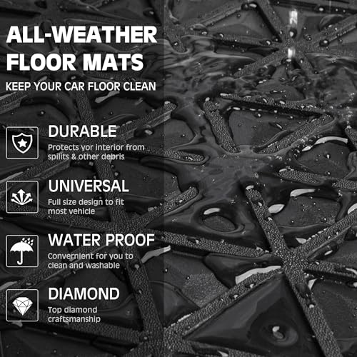 CAR PASS Dazzle Colour Change Car Mats Diamond Floor Mats Full Set Anti-Slip 3D Rhombus Waterproof Universal Trim Fit Liner Glitter Crystal Sparkly Shining Rhinestone Girl Women SUV Sedan Van Colorful - color: Bedazzed Diamond