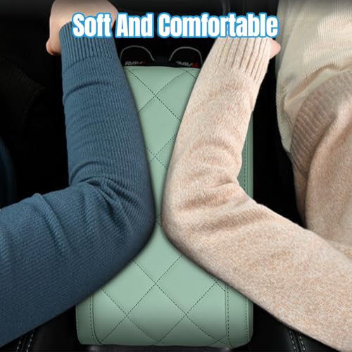 Hovom Car Center Console Armrest Pillow, 12.6"×7.87"×1.97" Leather Arm Rest Cover for Cars, Soft Comfortable Auto Armrest Cushion Pad, Vehicle Middle Console Cover, Car Accessories (Green) - color: Green