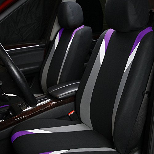 FH Group Premium Modernistic Flat Cloth Car Seat Covers β Universal Fit, Washable Seat Covers for SUV Sedan Van, Purple, Full Set - color: Purple, size: Full Set