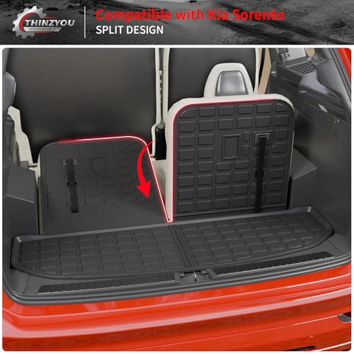 Floor Mats Compatible with 2021-2025 2026 Kia Sorento 6&7 Passenger Cargo Mat TPE Back Seat Cover Protector 2024 Sorento Accessories (Fit 6&7 Seats,Trunk Mat with Backrest Mats+Floor Mats) - style: For Kia Sorento | 2021-2026