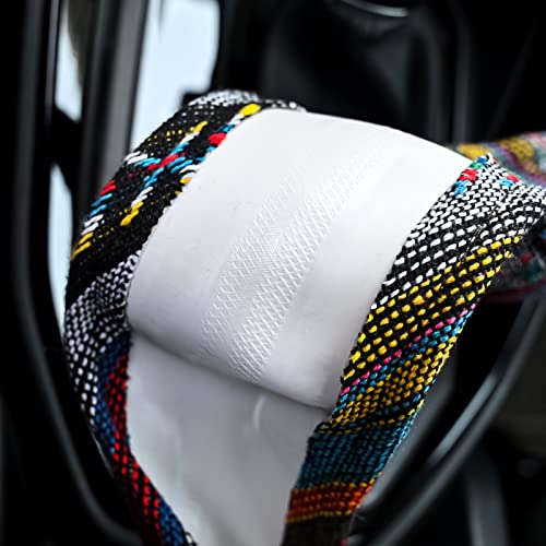 Valleycomfy Boho Steering Wheel Covers for Women Cloth Bohemian Universal 15 inch Baja Blanket Enthic - color: ClothA