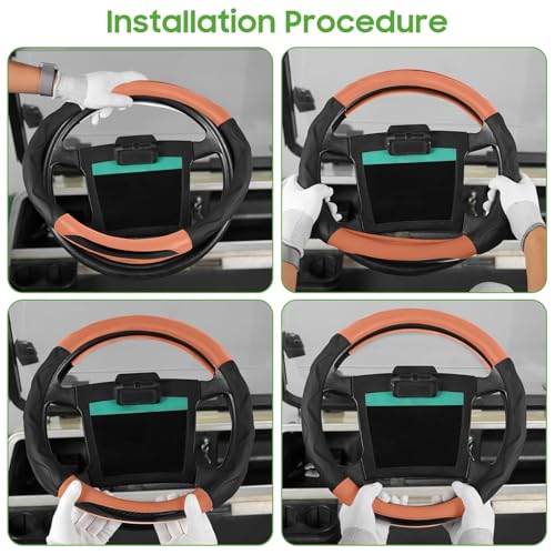 10L0L Golf Cart Steering Wheel Cover for Yamaha, Club Car DS & Precedent 1981-up, 14 Inch Black Brown - color: Black Brown