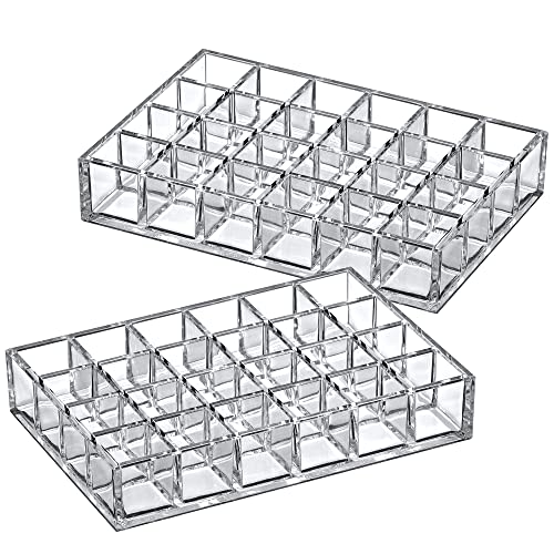 Amazing Abby - Allure - 2-Pack 24-Slot Acrylic Lipstick Organizer, Lipstick Holder, Lip Gloss Holder, Cosmetic Storage Display, Perfect Storage Solution for Drawer and Vanity (Slot Size: 1.0" x 1.0") - size: 24-Slot (2-Pack)