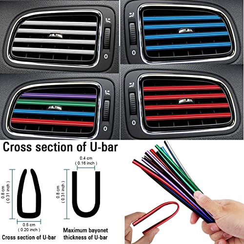 gradegift Car Vent Decoration Strip, 10 Pieces Car Air Conditioner Vent Outlet Trim Strips Car Decorative Filler Insert Strips Car Interior Moulding Trim Strip Line (green)
