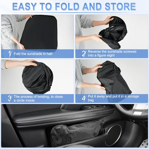 SINGARO 300T Universal Car Windshield Sun Shade, Foldable Reflective for Windshield & Window Shades with Overlapping Design, Car Interior Accessories (57" L x 36.2" W) - size: Tesla Model 3