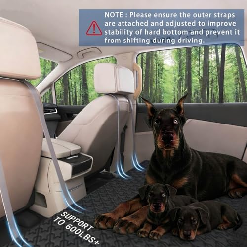 Upgraded Durable Hard Bottom Dog Car Seat Cover with EPE Sponge Cushion,Foldable Dog Rear Seat Protector,Waterproof Dog Hammock for Car, Seamless Dogs Back Seat Extender for Car SUV Truck(L)