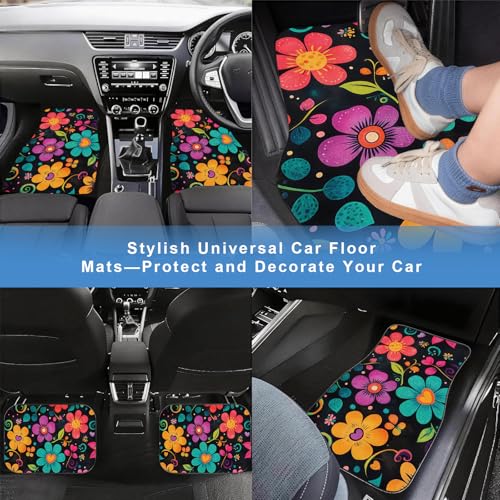 Automotive Floor Mats 5 Pcs, Universal Car Floor Mats,Floral Car Mats, Flower Car Accessory for SUVs/Sedan/Wagons, Durable Protective Mat, Trunk Liner for Families/Travel Enthusiasts - style: Bundle99