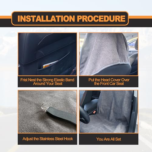 KEVWR Car Waterproof Towel Front Seats Seat Covers, Washable Seat Protector, Fit Beach Swimming Outdoor Sports, Compatible with Most Cars Trucks Suvs Car (Grey) - color: Gray