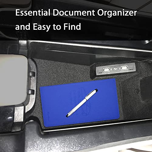 Car Insurance and Registration Holder, 9.5 x 5 Inch PU Leather Vehicle Glove Box Organizer Wallet Case for Insurance Card, Driver License, Paperwork - Blue - color: Blue