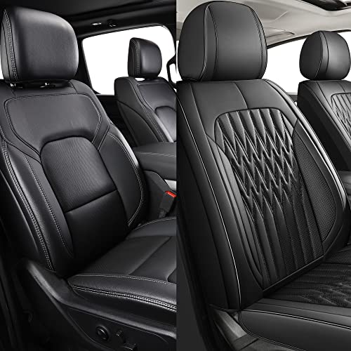 Huidasource Black Car Seat Covers, Waterproof Faux Leather Universal Fit Most Cars Sedans SUVs Trucks Airbag Compatible, Cup Holder Access, Car Seat Compatible, Easy Install, Wipes Clean - color: B-Black, size: 5pcs Full Set