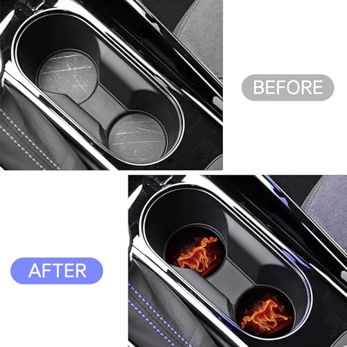 Car Cup Holder Coaster 2PCS Cool Fire Horse Car Coasters Car Cup Holder Insert Coasters Mats