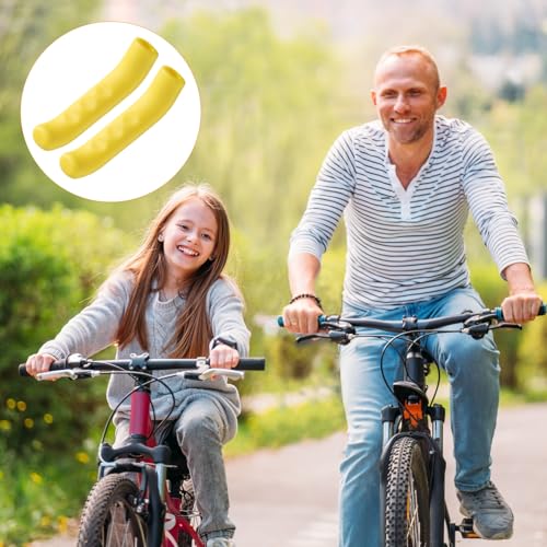 HARFINGTON 1 Pair Bike Brake Lever Cover Silicone Brake Lever Grip Protector Anti-Slip Brake Handle Protection Covers Sleeve for Mountain Road Bike Cycling, Yellow - color: Yellow