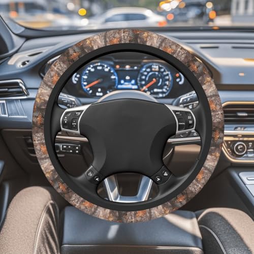 Steering Wheel Cover Accessories Neoprene Cover Non-Slip Breathable Easy to Install Suitable for Women Men Girls for Car SUV Van Truck Universal 14.5-15.5 Inch Oak Leaf - color: Oak Leaf