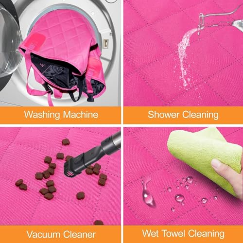 GXT Dog Back Seat Cover Protector for Cars SUV and Trucks with Mesh Window, Scratchproof Nonslip and Waterproof Material - color: Pink, style: Seat Cover and Dog Seat Belt