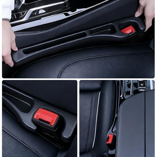 2-in-1 Car Seat Gap Filler Organizer & Car Coasters for Cup Holders Set,New Cars Seat Gap Plug with Storage Slot,Universal in Between Cars Seats Catcher Fit for Trucks SUVs