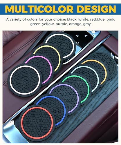 4PCS Car Coasters, Car Accessories Interior, 2.75 Inch Non-Slip PVC Round Coasters for Cup Holders, Black - color: Black&white