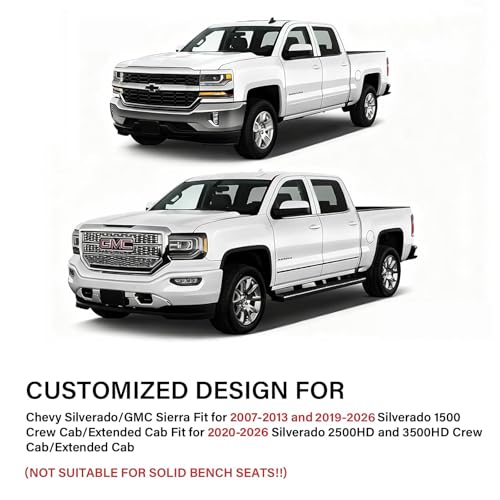 Coverado Chevy Silverado Seat Covers, Faux Leather Seat Covers Fit for Chevy Silverado GMC Sierra 2007-2026 1500, 2015-2026 2500HD 3500HD Crew Double Extended Cab (Front,Blueline) - color: Blueline, size: Front(2007-2025)