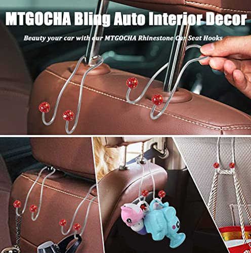 Bling Purse Hook for Car Headrest, Upgraded Cute Car Seat Hooks for Bag Handbag, Durable Stainless Auto Purse Hanger Holder 2 Pack, Red - color: Red
